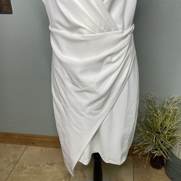 Guess Ivory Origami Sheath Sleeveless Dress Size 14 - Picture 8 of 16